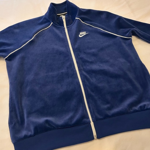 Nike Retro Velour Full Zip Womens Track Jacket Size Large Blue Y2K - Picture 5 of 7
